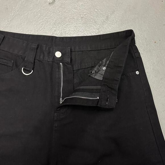 SOLID BLACK WIDE LEG BAGGY WAIST 28 MODELED - Picture 4 of 8